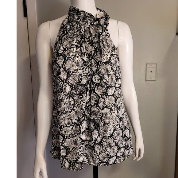 NWT EXPRESS Black & White Snakeskin Tunic Sleeveless Blouse Sz Large Flowy Girly - Picture 11 of 12